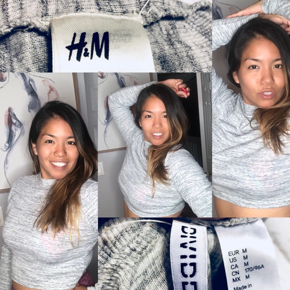 🔸🔸🔸h&m grey long sleeve crop top🔹🔹🔹🔹 - Picture 1 of 7